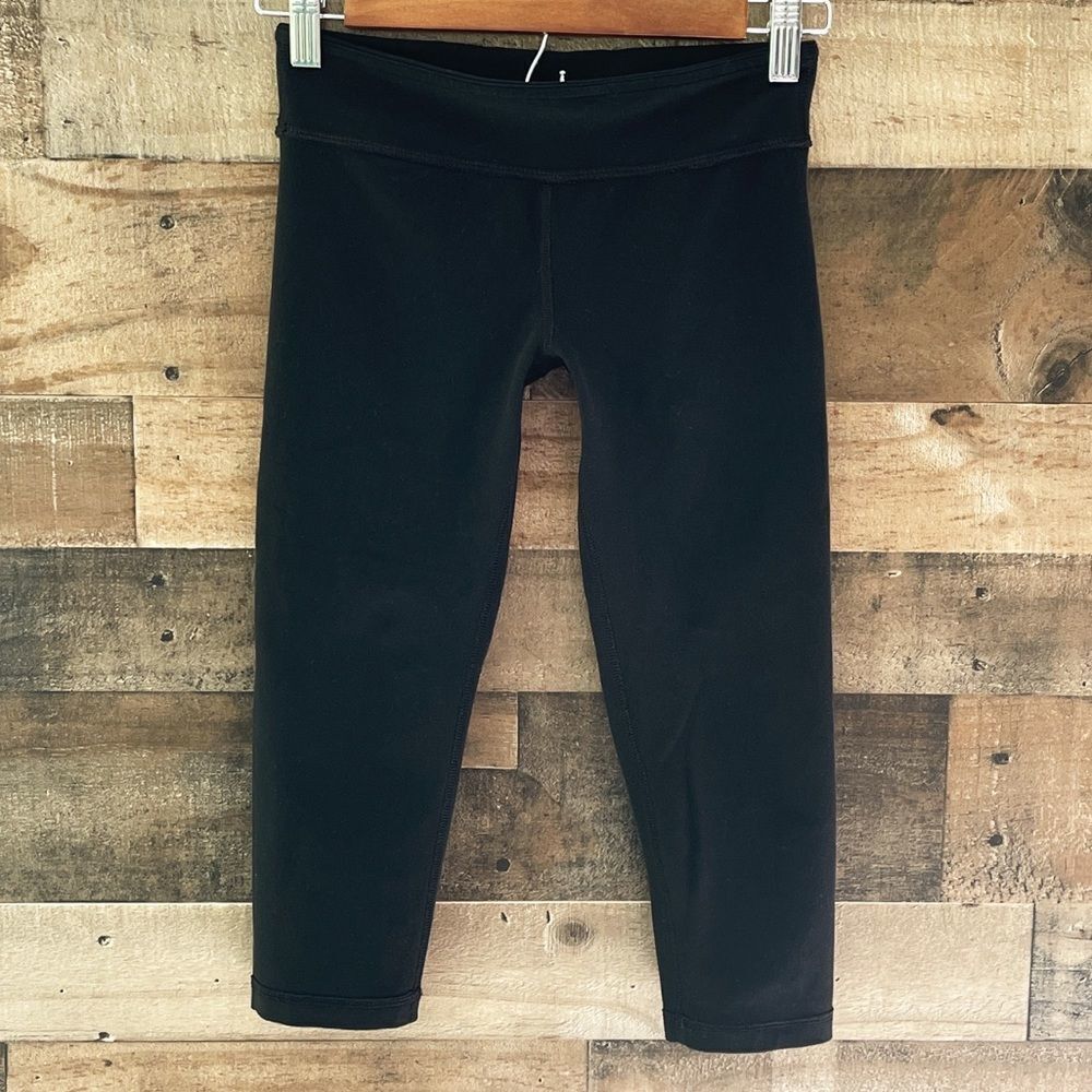Ivivva Girls Black Reversible Rhythmic Crop Tights Pants Leggings Size 12
